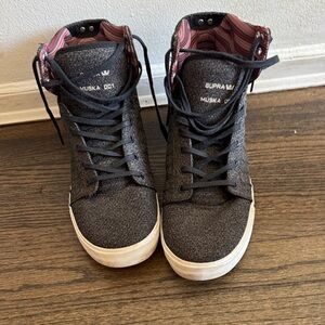 Supra Charcoal and White High-Top Sneakers